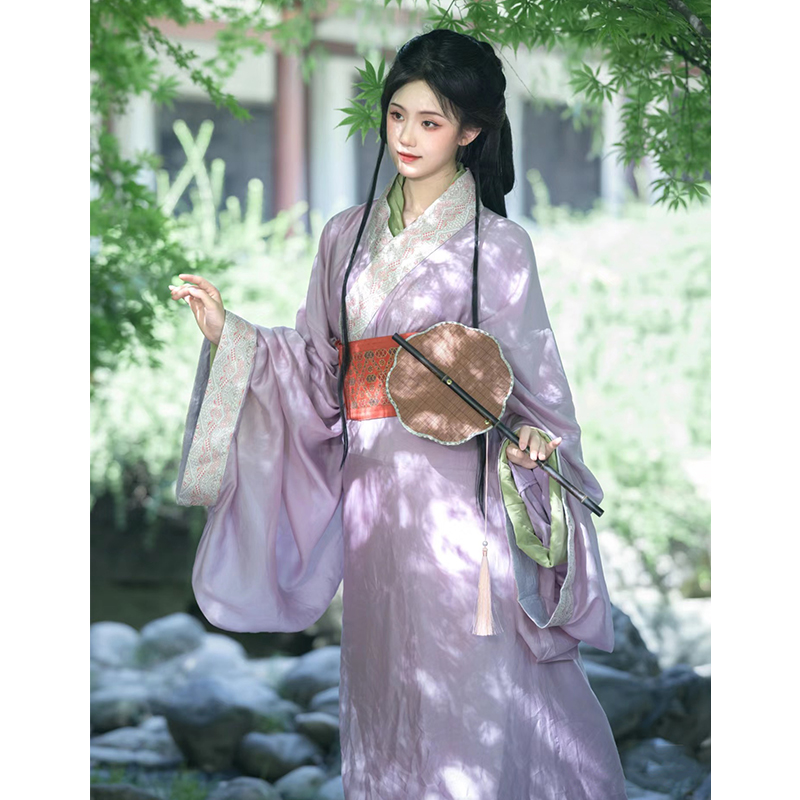 楊朝月同型紫ピンクの仙女漢服女性2025新型小威戦国ローブ美しいストレートスカート