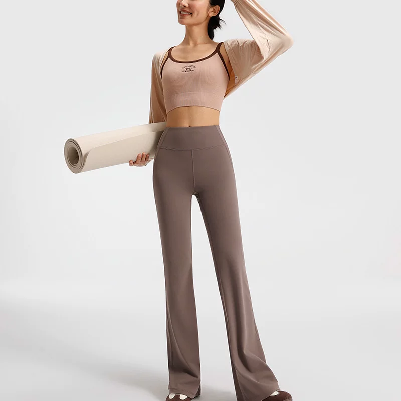 Расклешенные брюки, casual брюки, танцевальные overall для зала для тренировки, высокая талия, плотные