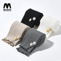 Girls spring and autumn leggings in the thick outside wearing foreign baby girls thin leggings socks high elastic ankle-length pants