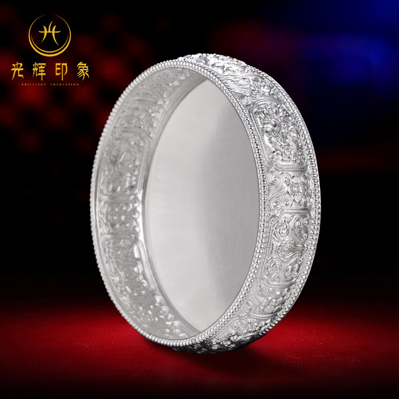 Glorious impression Tibetan S99 sterling silver Manza plate semi-handmade eight auspicious Manzaman tea Luo 10cm repair plate