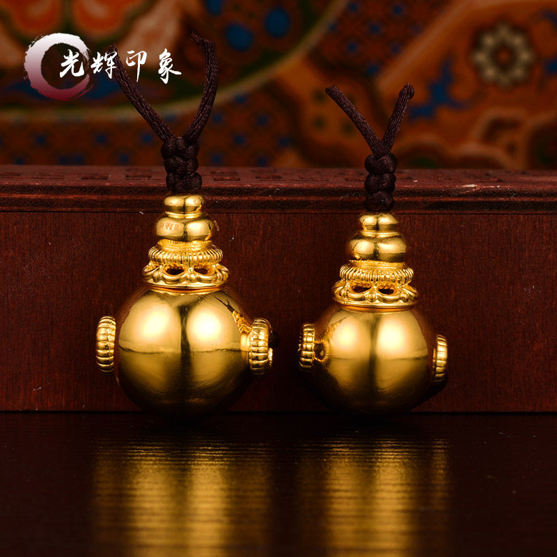 S999 pure gold three-way Buddha head Tibetan Buddhist Pearl Handstring accessories King Kong Star Moon Bodhi Accessories Golden Tee Buddha Head