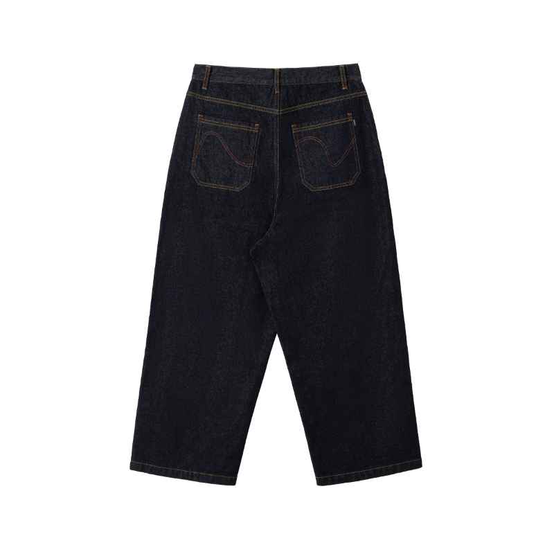 2727World Denim Wide-Leg Straight Jeans American Retro Street Style