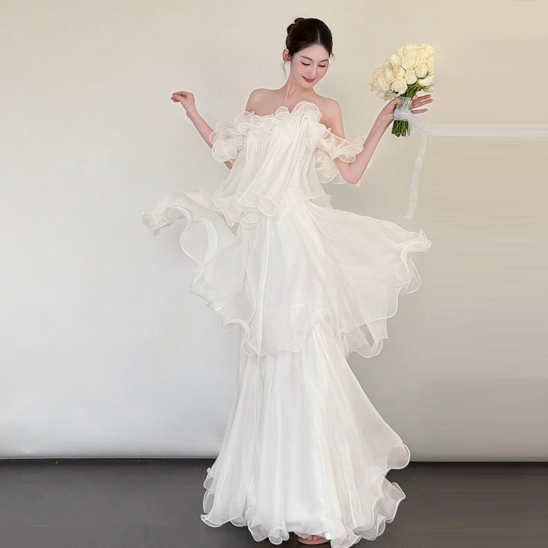 One-Shoulder Morning Gown for Women, Bride, 2026 New Style, High-End Student Birthday Forest-Style Dress, Engagement Wedding Toast Dress