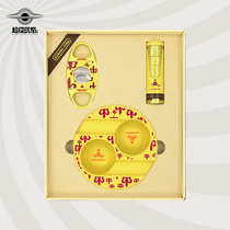 Three-piece replica Cuban cigar tool set sharp double-edged cigar cutter windproof lighter double-slot ashtray gift box