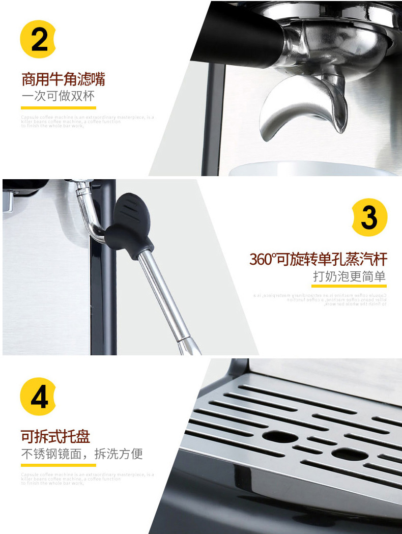 máy pha cà phê nespresso Máy pha cà phê Gemilai CRM3601 nhỏ nhà máy xay hơi bán tự động cô đặc nhỏ có thể được tạo bọt - Máy pha cà phê 	máy pha cà phê kiểu ý