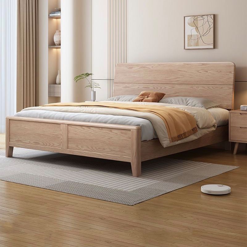Guangdong Foshan Solid Wood Bed Modern Simple Ash Wood Bed Log Style Bedroom Small Apartment Double Bed Light Luxury Guangdong Foshan Solid Wood Bed Modern Simple Ash Wood Bed Log Style Bedroom Small Apartment Double Bed Light Luxury