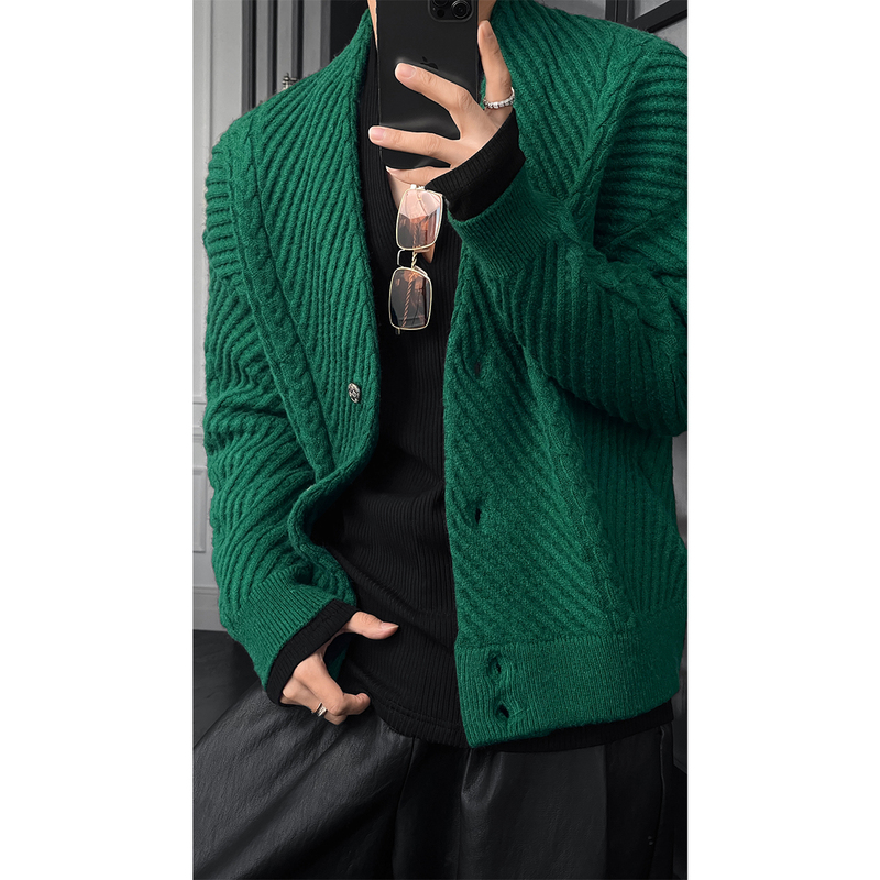 Longtao's New Autumn Collection Features a Unique Design Cardigan Sweater, Casual, Loose, Versatile, and Fashionable Knitwear Jacket