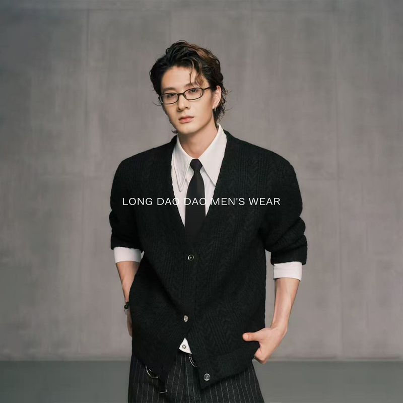 Longtaodao 2026 Autumn/Winter New American Style Niche Fake Two-Piece Shirt with Tie Sweater Knitwear Trendy Versatile Longtaodao 2026 Autumn/Winter New American Style Niche Fake Two-Piece Shirt with Tie Sweater Knitwear Trendy Versatile