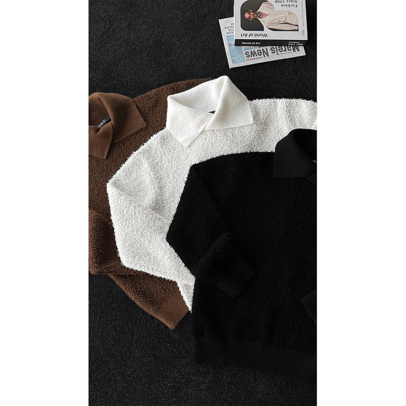 Longtaodao Autumn and Winter New Product, Niche High-End Lazy Style Knitwear for Men, American Retro Casual Versatile Sweater Top