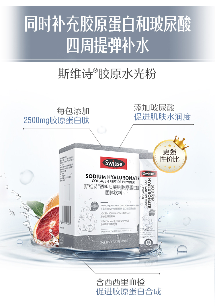 斯维诗 Swisse 升级款 透明质酸钠胶原蛋白水光粉 3g*28包 图5