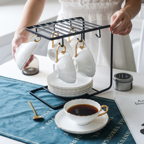 European style small luxury bone china coffee cup set British afternoon tea set home simple gold edge ceramic cup