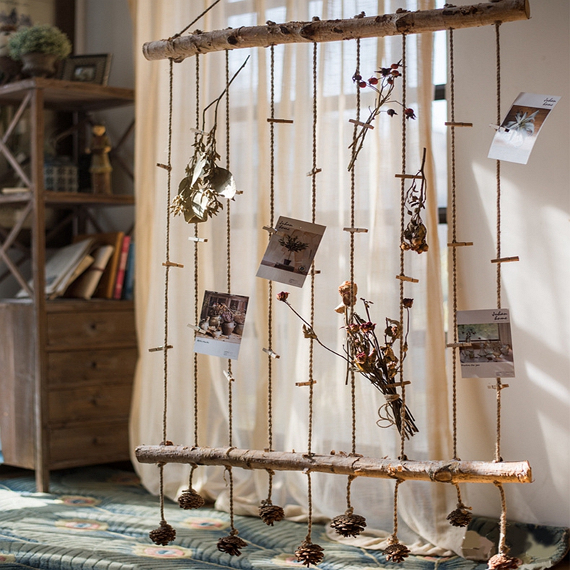 Photo Holder Made of Natural Wood with Handmade Hemp Rope for Hanging Decoration in Kindergarten Classrooms, Dormitories, Photo Walls, and Flower Shops Photo Holder Made of Natural Wood with Handmade Hemp Rope for Hanging Decoration in Kindergarten Classrooms, Dormitories, Photo Walls, and Flower Shops