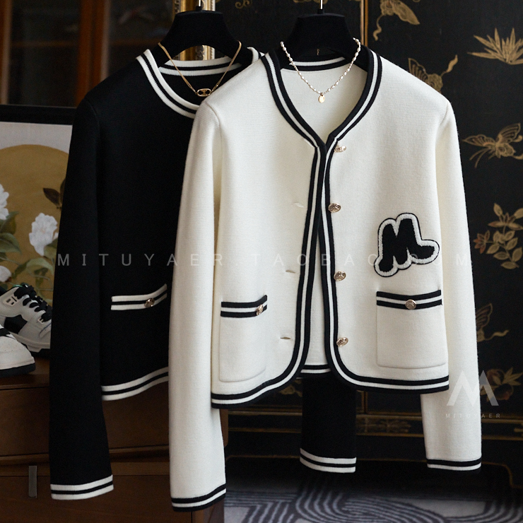 2026 Autumn/Winter New Loose Casual Light Luxury High-End Chanel Style Letter m Long Sleeve Short Jacket Women's Clothing 2026 Autumn/Winter New Loose Casual Light Luxury High-End Chanel Style Letter m Long Sleeve Short Jacket Women's Clothing
