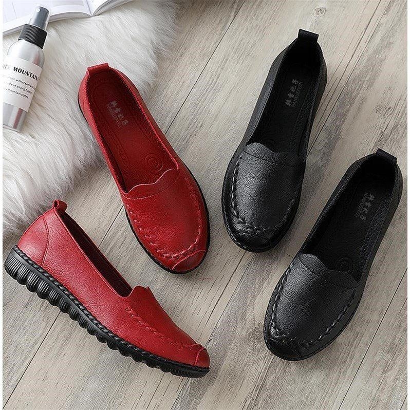  Mom shoes season middle-aged soft-soled flat-bottomed old man single shoes Middle-aged and elderly women's shoes non-slip women's shoes