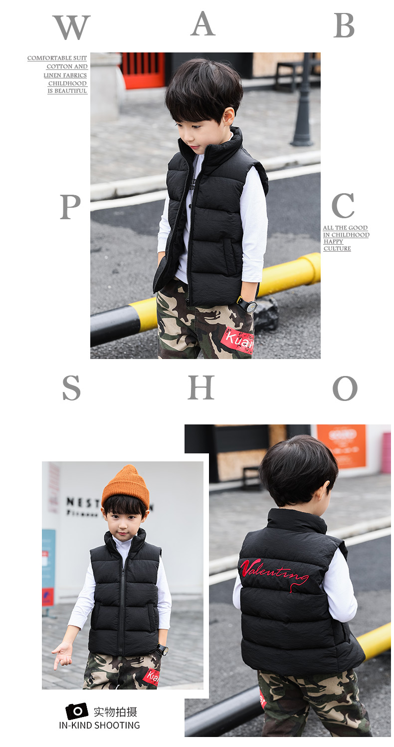 Quần áo trẻ em nam dày lên 2018 Áo nịt trẻ em mới trong chiếc áo khoác cotton trẻ em lớn áo gile bò cho bé