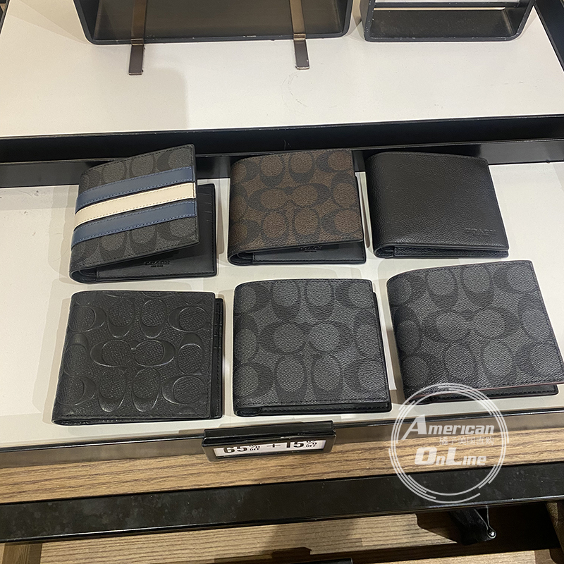 In Stock Coach Classic Black and Gray Men's Short Wallet 74993 Cr957 74991