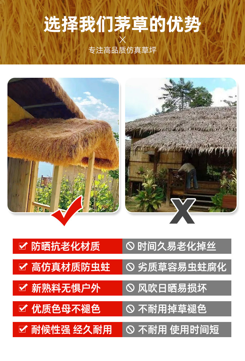 Моделирование соломенной крышей 彷真茅草毛草稻草人造人工屋顶假草坪草牌装饰草皮粘枯草塑料风景区