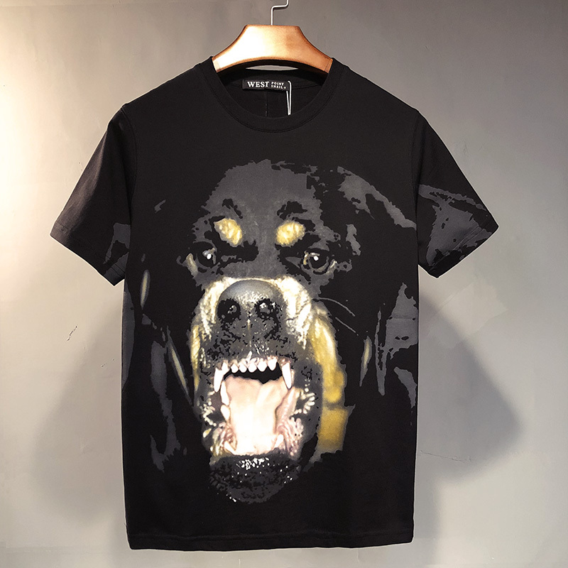 Loose Trendy Brand Dog Head T-Shirt Men's Short-Sleeve Pure Cotton Women's T-Shirt Trendy Unisex Couple's Outfit Spring Summer Half-Sleeve
