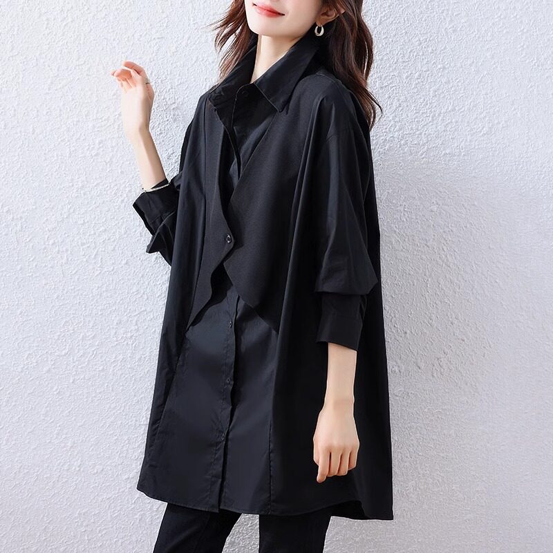 Cieteaser Brand Discount 2026 New Style Lapel Long-Sleeved Shirt Women's Spring and Autumn Mid-Length Shirt Top Cieteaser Brand Discount 2026 New Style Lapel Long-Sleeved Shirt Women's Spring and Autumn Mid-Length Shirt Top