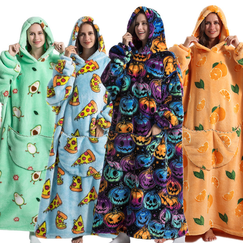 H Oodie Blanket Hoodie Oversized2023 Flannel Tv Blanket to Keep Out the Cold Hooded Lazy Suit