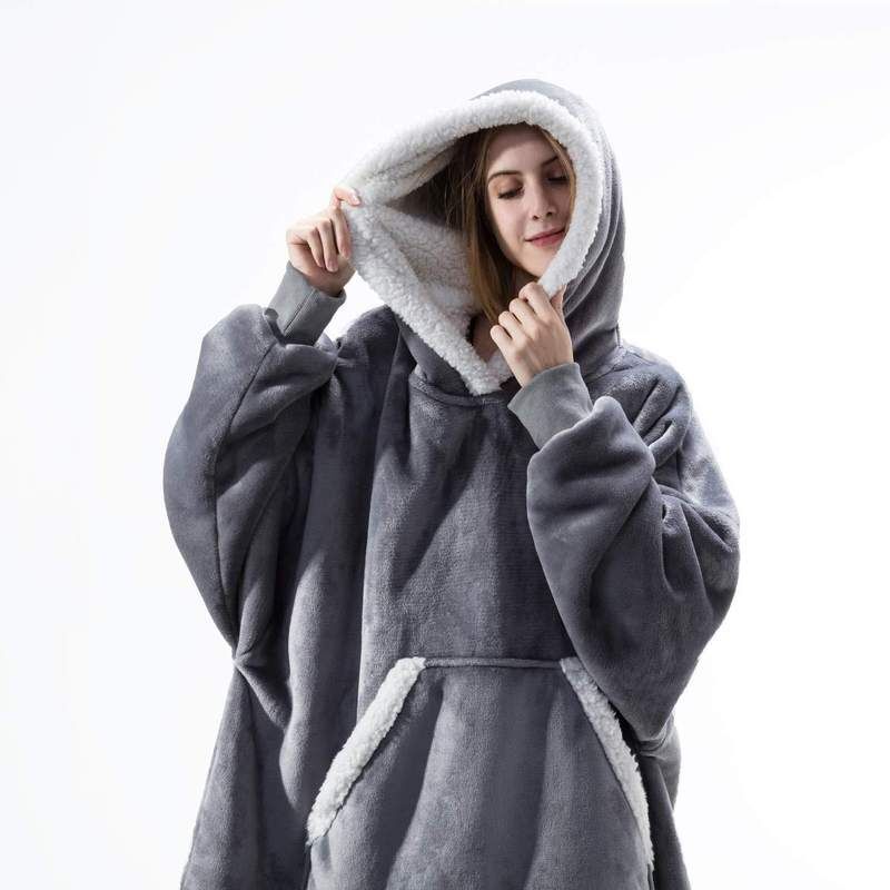 Huggle H Oodie Blanket Hoodie Australian Cross-Border Lazy Blanket Sweatshirt Flannel Cold-Proof Clothing
