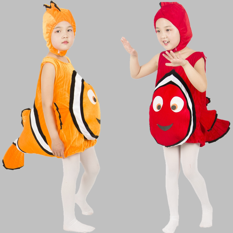 Halloween Fish Costume for Kids, Animal Cartoon Fish, Clownfish, Shark, Red Fish, Toddler Dance Performance Costume