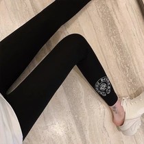 Wear black leggings womens trendy brand horseshoe leggings spring and summer thin stretch leggings Joker tight pants women