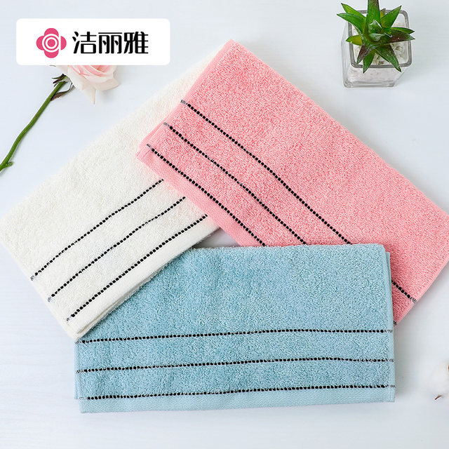 Jialiya Towel 100% Cotton Plain Striped Water-Absorbent Quick-drying Home Adult Couple Soft Skin-Friendly Face Towel 5 Pack