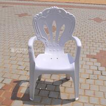 Plastic dining chair Adult household thickened outdoor beach chair Fast food food stall Plastic backrest chair white European style