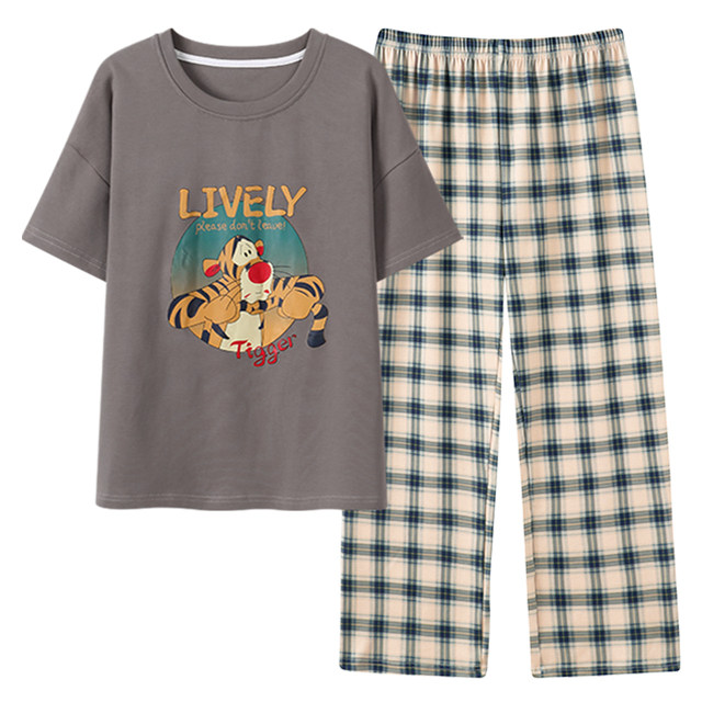 Langsha pajamas ແມ່ຍິງ summer ຝ້າຍບໍລິສຸດ summer trousers ແຂນສັ້ນຂະຫນາດໃຫຍ່ໄຂມັນ mm summer ແບບ 200 ປອນເຄື່ອງນຸ່ງຫົ່ມເຮືອນຊຸດ