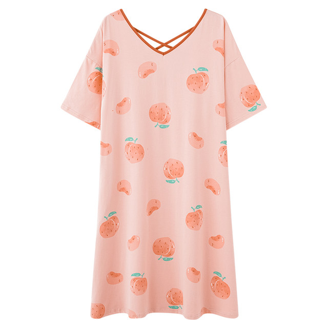 Langsha Modal Short Sleeve Nightgown Women's Summer Plus Size 2024 New Cute Peach Nightgown Dress