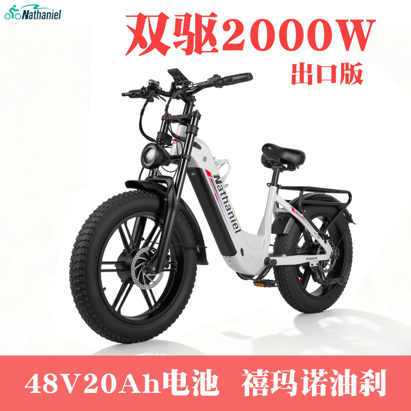 Nathaniel 20inch Dual-Motor 2000W Electric Scooter with Long Range for Men and Women, a Leisurely Mobility Aid E-Bike