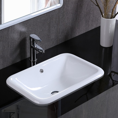 Semi-recessed washbasin square countertop basin washbasin