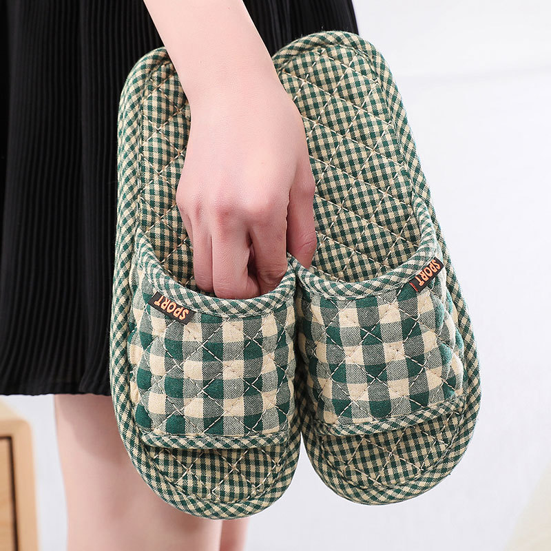 New Style Home Fabric Slippers for Women, Wooden Floor Silent Slippers, Suitable for All Seasons, Couple's Soft-Soled Slippers, Machine Washable