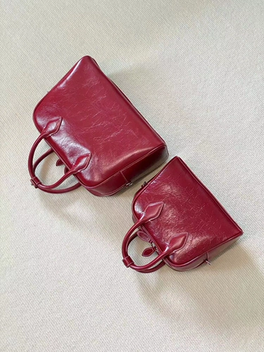 Красная демисезонная бостонская сумка, кожаная барсетка, сумка на одно плечо, Южная Корея, воловья кожа