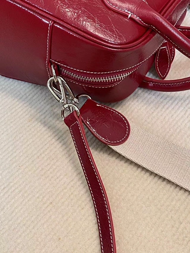 Красная демисезонная бостонская сумка, кожаная барсетка, сумка на одно плечо, Южная Корея, воловья кожа