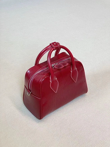 Красная демисезонная бостонская сумка, кожаная барсетка, сумка на одно плечо, Южная Корея, воловья кожа