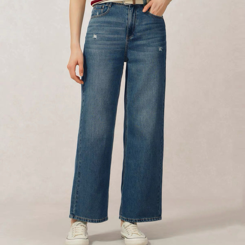 Po Jeans Women's New Spring and Summer High-Waisted Slimming Straight-Leg Jeans Po Jeans Women's New Spring and Summer High-Waisted Slimming Straight-Leg Jeans