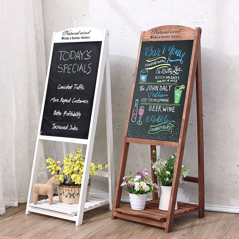 Net red small blackboard Nail art billboard display wooden menu door rack Shop design and production clothing head milk tea