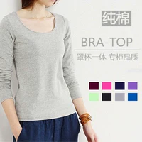 Cotton phụ nữ áo ngực dài tay áo thun BRA vest dây đeo áo ngực cup một môn thể thao yoga nhiệt đồ lót áo nâng ngực