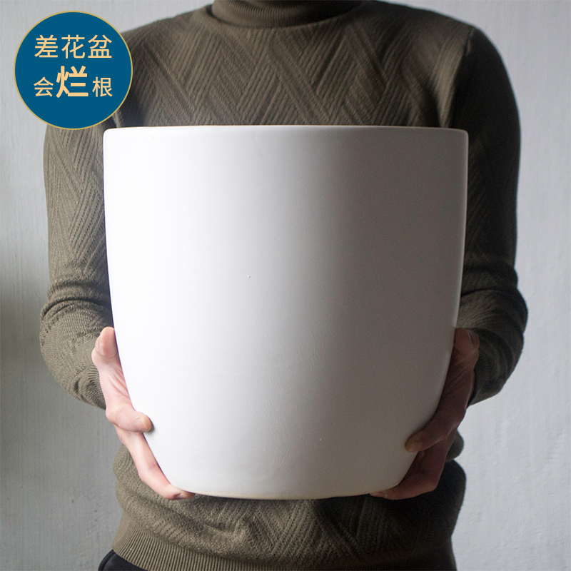 Nordic Flower Pots Floor Ceramic Basin Grey White Large Green Plant Ceramic Modern Minima Ground Balcony Courtyard Extra-large Flower Pots