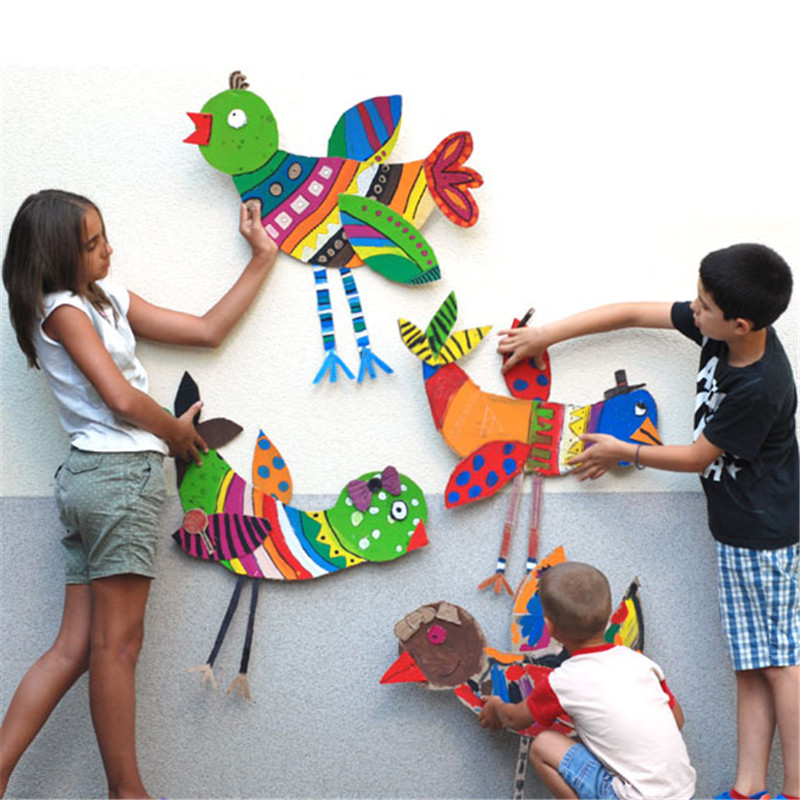 Kindergarten creative coloring big bird diy Meilao materials Children's painting graffiti summer art handmade