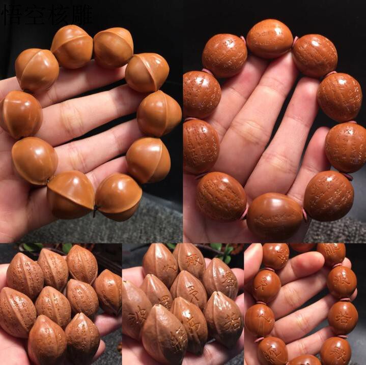 Iron core olive core bracelet Suzhou Zhoushan boutique core carving heart through shark back pure handmade play bracelet for men and women