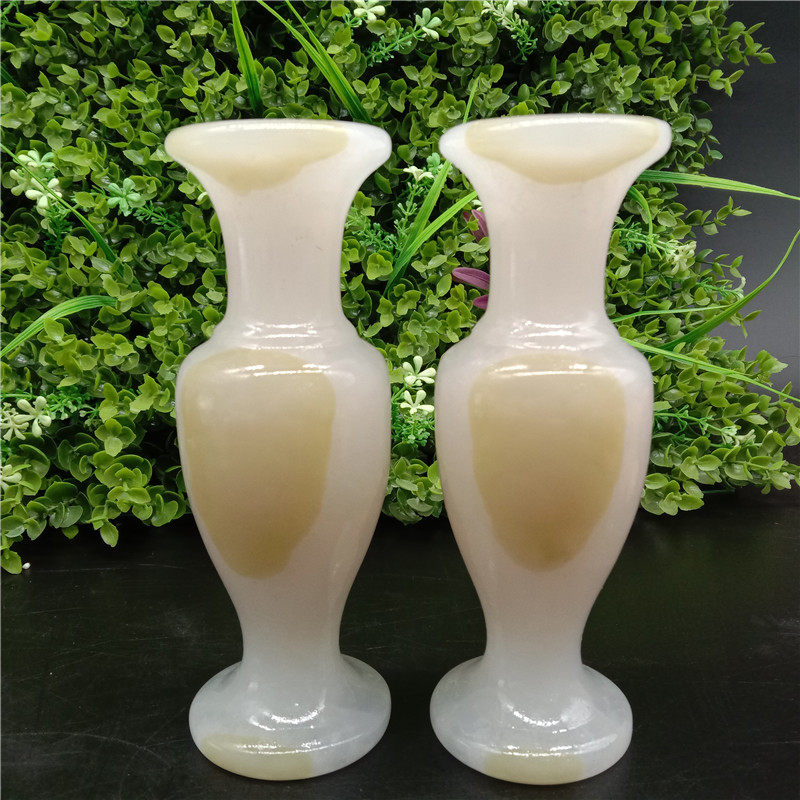 Afghan white jade vase pair of natural jade vase living room office decoration ornaments housewarming opening gift