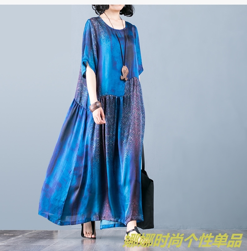 Jin Zhaocheng 2019 dài của phụ nữ dài bất thường swing lụa in đầm khí chất váy dài dây đeo hai mảnh - Sản phẩm HOT váy xòe