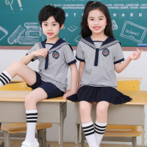 Kindergarten garden suit Summer childrens British Navy style performance class suit 61 primary school uniform College style suit