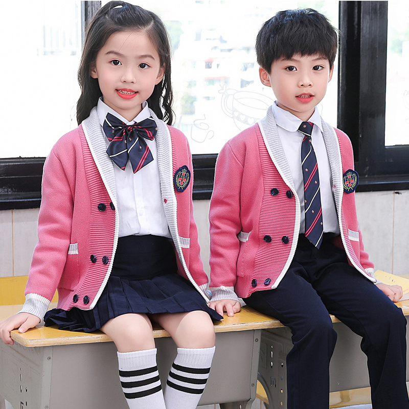 Kindergarten dress Spring and autumn winter clothes British college style children's sweater set primary school uniform first grade class uniform