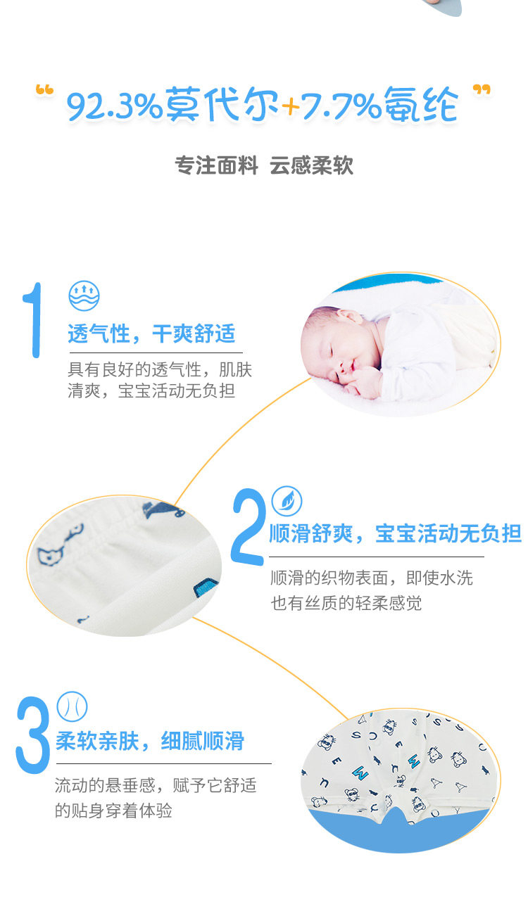 德国 舒雅 男女童印花可爱莫代尔内裤 5条 图2