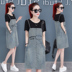 Thời trang lưới đỏ người đàn ông nhỏ bé mặc váy denim của phụ nữ 2019 mùa hè Váy mới mùa hè của phụ nữ - Váy eo cao váy suông rút eo	 Váy eo cao