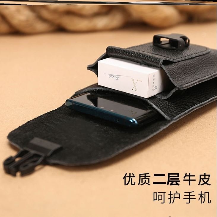 New Harley pockets Men's leather phone bag wearing leather strap satchel multifunction fashion retro knight small hanging bag